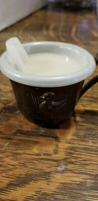 Infant Silver Plated Sippy Cup with Plastic Lid & Embossed Duck Front USED