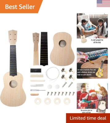 Build Your Own Ukulele - DIY Soprano 22inch Guitar Kit - 33 Pieces Included