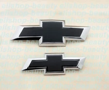 New 2021-2025 Suburban Tahoe Front & Rear Chrome Black Bowtie Emblems Kit OEM