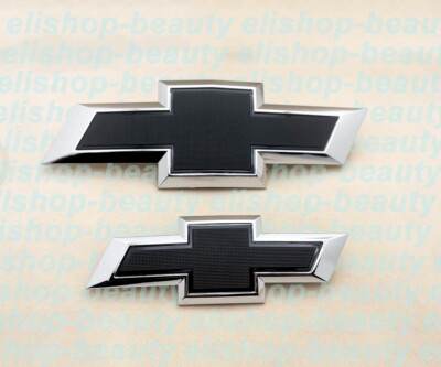 New 2021-2025 Suburban Tahoe Front & Rear Chrome Black Bowtie Emblems Kit OEM