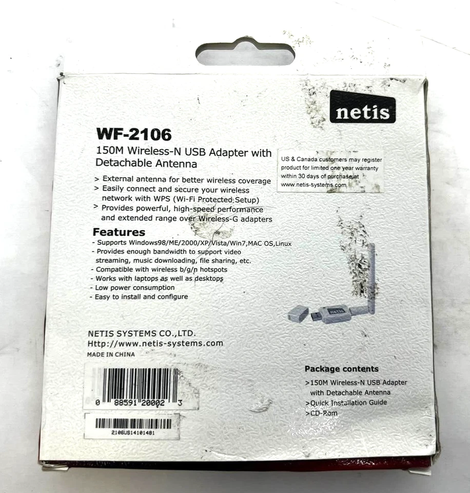 Netis WF-2106 150M Wireless-N USB Adapter with Detachable Antenna - Image 2 of 2
