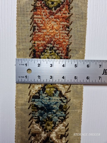 VTG Bell Pull Wall Hanging Vertical Tapestry Needlepoint Petit Point 5.5 x 34 - Picture 10 of 10
