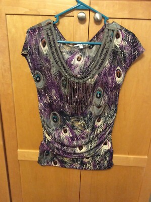 Moa Moa Shirt Top W/ Sequin & Design Size Large