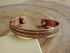 2 Pack Copper Magnetic Bracelet Arthritis Pain Therapy Energy Cuff Bangle NEW