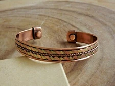 2 Pack Copper Magnetic Bracelet Arthritis Pain Therapy Energy Cuff Bangle NEW