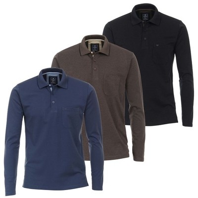 REDMOND Herren Langarmshirt mit Polokragen Poloshirt Brusttasche  M bis 4XL