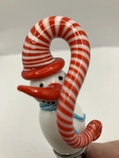 LS Arts Hand Blown Glass Wine Bottle Stopper Snowman Murano Style Christmas