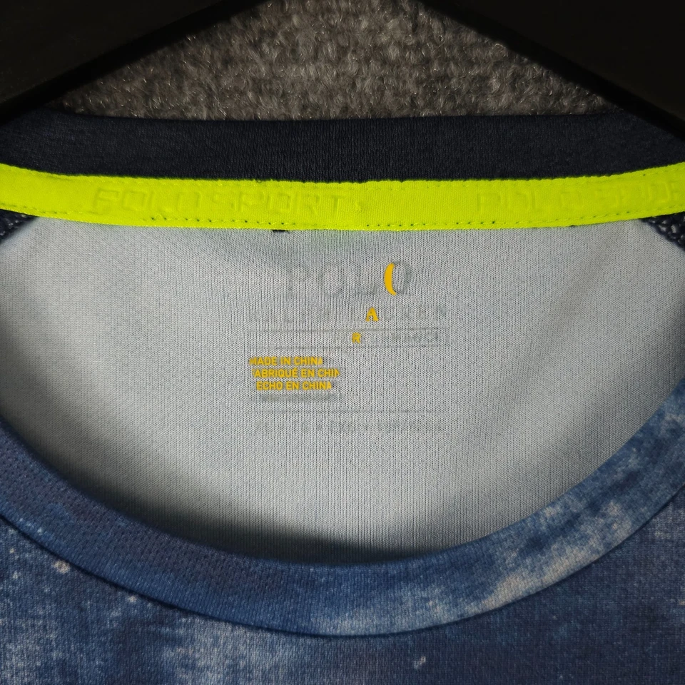 Camisa polo masculina Ralph Lauren XL azul desempenho termovent gola redonda atlética T - Imagem 3 de 4