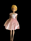 Vintage Original 1962 Midge Barbie Doll With Pink Dress With White Hearts Mattel