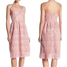 Current Air Anthropologie blush pink lace strappy midi dress S