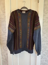 Vintage 90s Tosani Coogi-Style Crewneck Sweater Wool Blend Canada LT Cottage