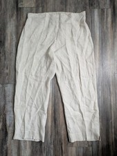 Bryn Walker 100 Linen Pants Women s XL Wide Leg Natural Color Made In USA 26"