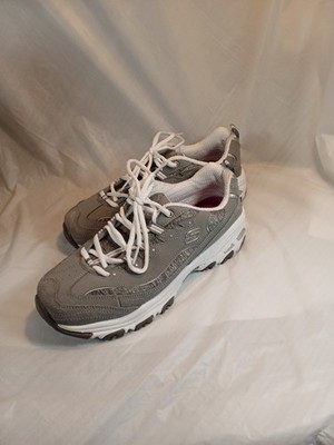 Skechers D'Lites 11936W Gray White Walking Sneaker Women's Size 10 US