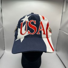 Olympics USA Hat Logo Athletic 1996 Atlanta Snapback Vtg American Flag w Pins
