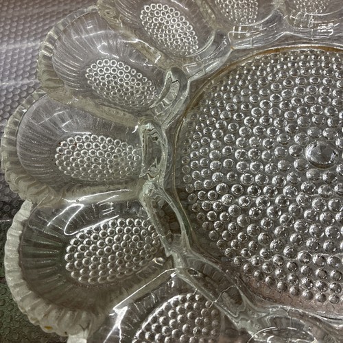 DEVILED EGG 11" PLATE PLATTER RELISH TRAY CLEAR INDIANA GLASS HOBNAIL SMOOTH EUC - Picture 3 of 8