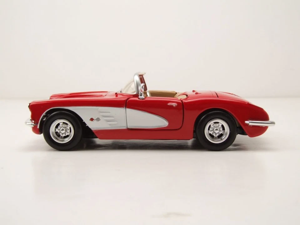 Chevrolet Corvette C1 1959 Rosso Modellino Auto 1:24 MotorMax - Immagine 3 di 4