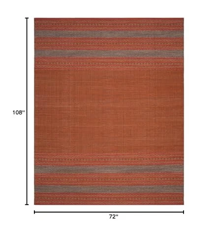  Montauk Collection Area Rug - 6' x 9', Orange & Red, Handmade Flat Weave  - Image 3 of 4