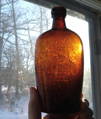 AMBER WESTFORD GLASS CO WESTFORD CONN SHEAF OF WHEAT PINT