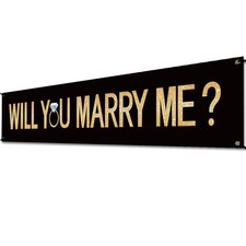 Proposal Banner Will You Marry Me Flower Propose 6ft, Black