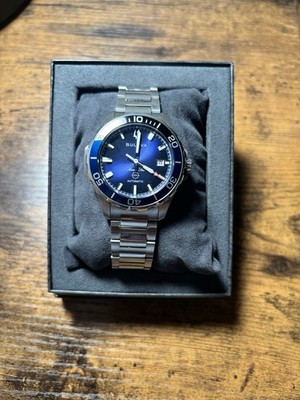 Bulova Marine Star Automatic Blue Dial Mens  Watch 98B466 New In Box