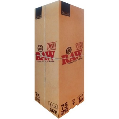 RAW Classic 1 1/4'' Backrolled Cones - 75 Count
