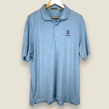 TPC Sugarloaf Tasc Performance Golf Polo Shirt Men XL Blue Dot Print Wicking