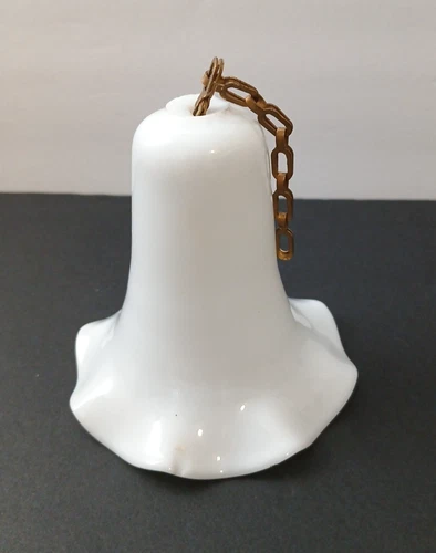 Victorian Milk Glass Ruffled Edge Oil Lamp Smoke Bell 4"  c1890s READ