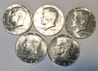 Lot of 5 KENNEDY 40% SILVER HALF DOLLAR 1966 UNC
