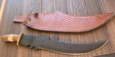 Custom Made Bowie Knife With Leather Sheath 14 1/2" blade Unique