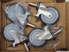 Set of 4 NEW ULine H-4305 Caster Wheels for Stainless Steel Wire Shelving Units