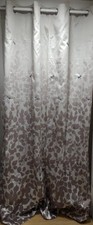 DUNELM curtains 66"w x 90"L (167cm x 228cm) cream satin leaf pattern CG S51
