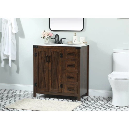 Elegant Decor Grant 32" Aluminum MDF Single Bathroom Vanity in Expresso - Picture 2 of 8