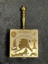 Pocket Ashtray Vintage Alaska Souvenir Embossed Compact Portable Hinged Mini
