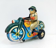 Masudaya Round Motor Cycle Cable Rider Tin Toy Wind-Up 5.1 x 3.5 x 2.0 inch Box