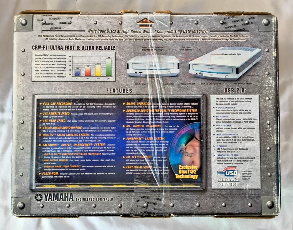 Yamaha CRW- F1ZUX 44x24x44 USB2 CD-RW (white bezel) DiscT@2 external - MINT ! - Image 4 of 4