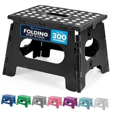  Folding Step Stool - Sturdy Enough Collapsible Stool to Support 9 Inch Black