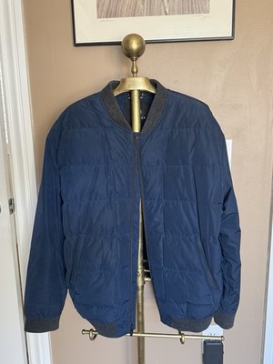 AETHER Men s Goose Down Bomber Jacket Large Blue Full Zip
