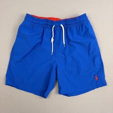 Polo Ralph Lauren Mens Swim Trunks Blue Red Pony Logo Mesh Lined Shorts Small S