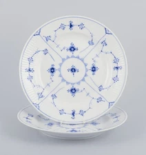 Royal Copenhagen Blue Fluted Plain. Two porcelain dinner plates. Dated 1954