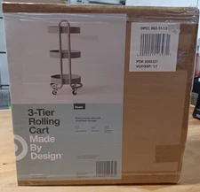 Made by Design Three Tier Rolling Cart - Round Shelves - Brand New in Box - Gray