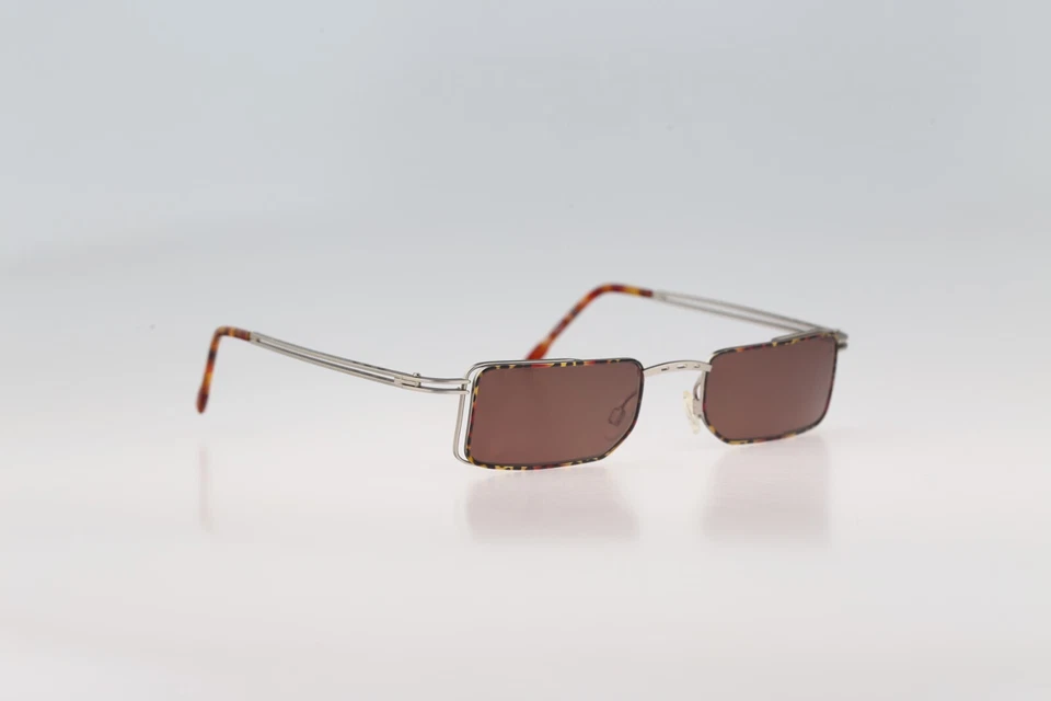 Gafas de sol Robert Rudger 1850 150 F1, años 90 tortuga y plata rectangular nuevas de stock Foto 4 de 4