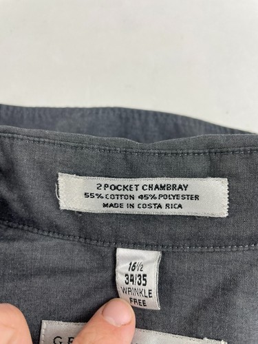 Geoffrey Beene Shirt Men's 16.5 34/35 Gray Long Sleeve Button Up Two Pockets - Picture 8 of 9