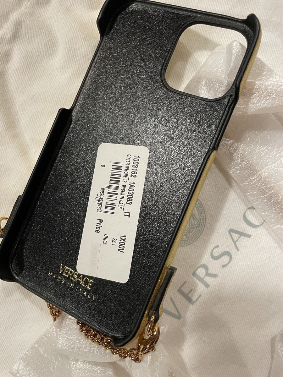 Versace Cover case iphone 12 with chain calf leather gold | eBay