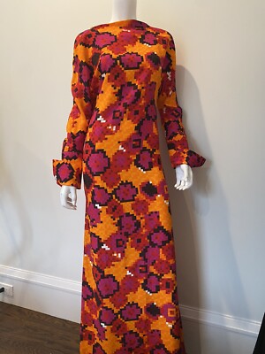 pink and orange abstract dress AKIRA Handle With Care Abstract Midi Dress In Orange
