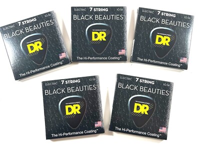 DR Guitar Strings 7-String 5 Sets Electric Black Beauties Coated 10-56