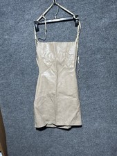 Fashion Nova Beige Satin Mini Slip Dress - Size Medium