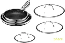 HexClad Hybrid Nonstick 6-Piece Fry Pan Set, 8, 10, and 12-Inch Frying Pans ,P