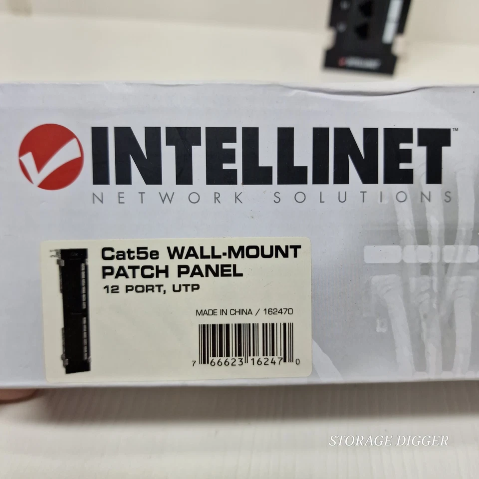 NEW Intellinet Patch Panel Cat.5e, Black Wall-mount, 12-Port, UTP, #162470 - Image 2 of 4