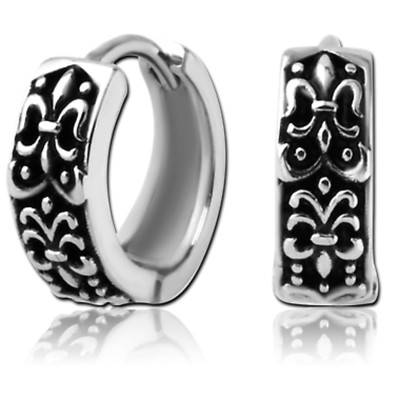 Ohrringe Edelstahlklappcreolen Lilie Fleur-de-Lys Lily Tribal Klappcreole Creole