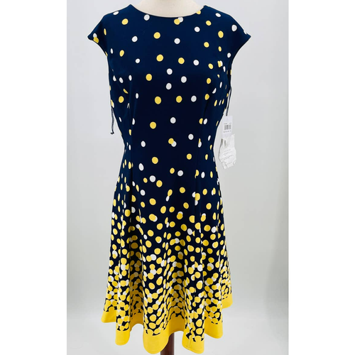 petite navy polka dot dress